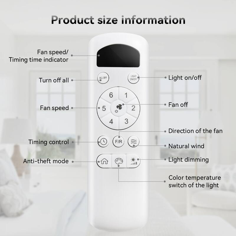 42 Inch White Ceiling Fan with 22W LED Light and Remote Control MDF Blades Reversible DC Motor