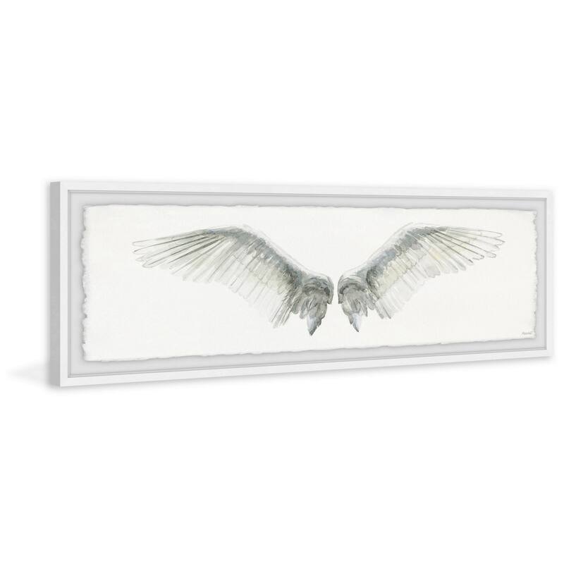 Winged Beauty Framed Print - White Feathered Wings Wall Art - Home Decor Painting