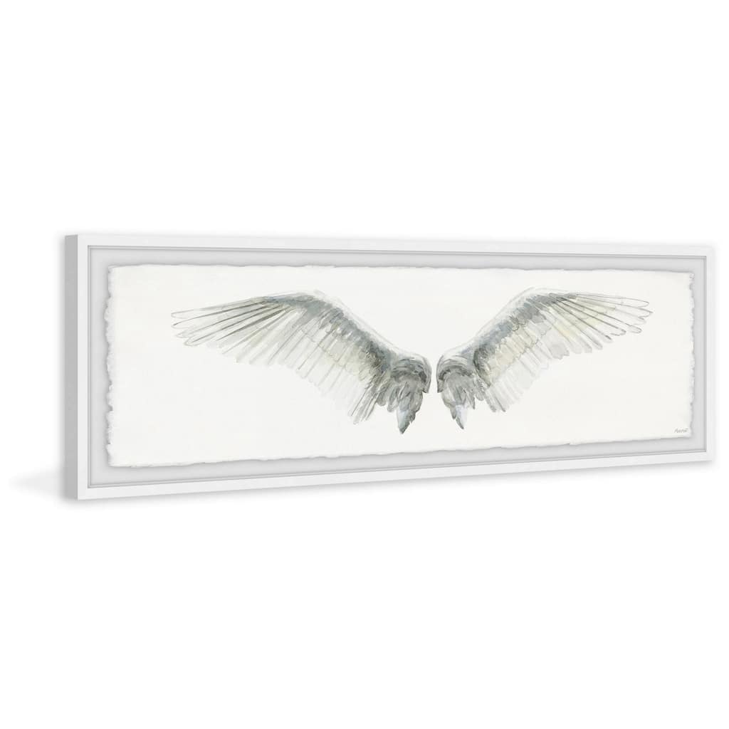 Winged Beauty Framed Print - White Feathered Wings Wall Art - Home Decor Painting