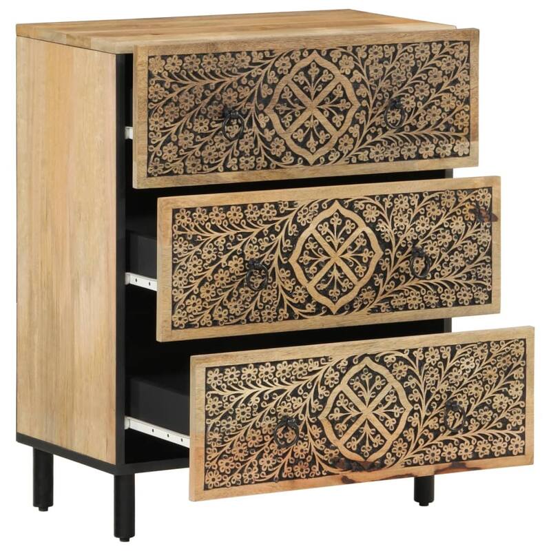 vidaXL Side Cabinet Natural Mango Wood Solid Mango Wood Medium - 13.0 x 23.6 x 29.5 in