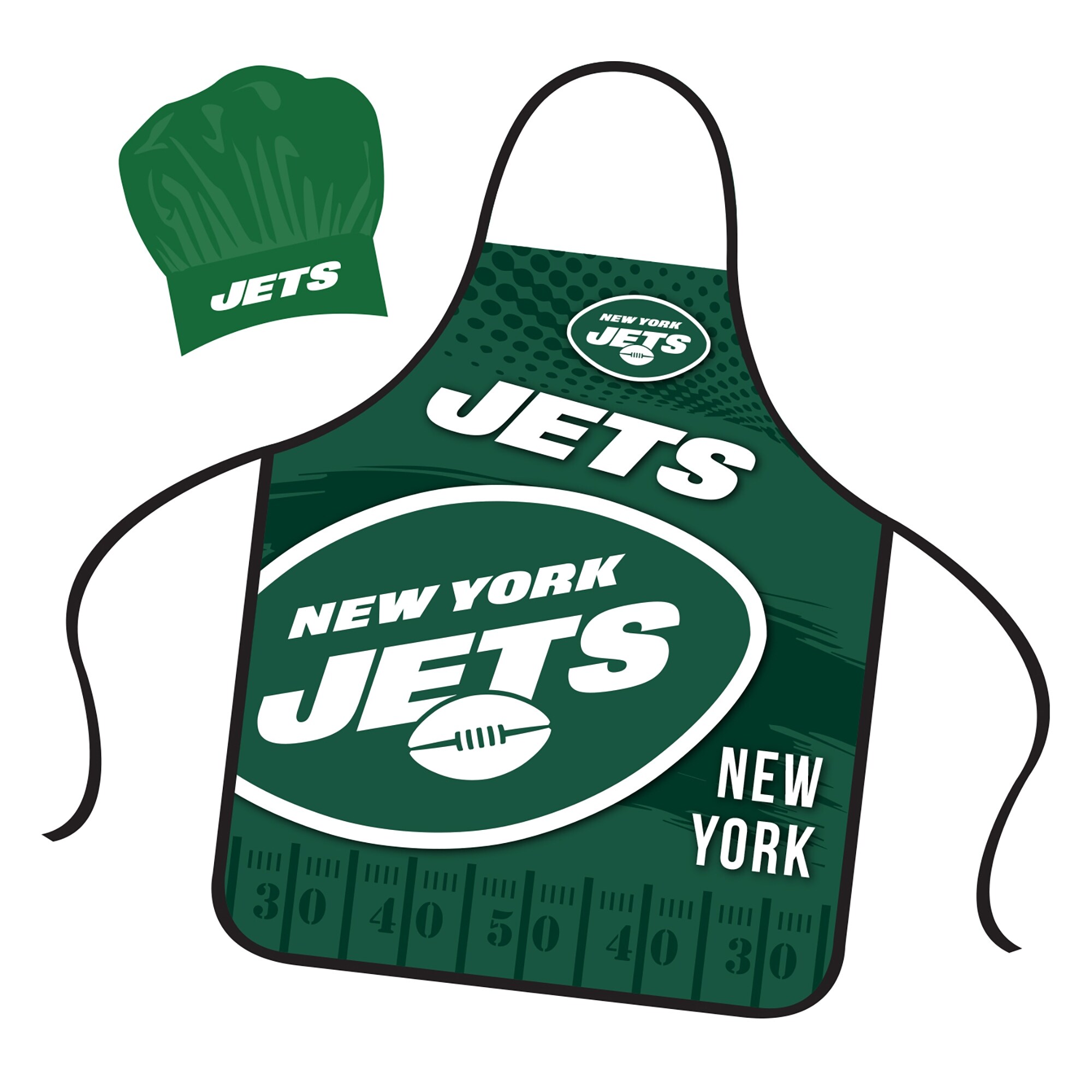 NFL Apron Chef Hat Set with Large Team Logo New York Jets 31 x 25 On Sale Bed Bath Beyond 37420683