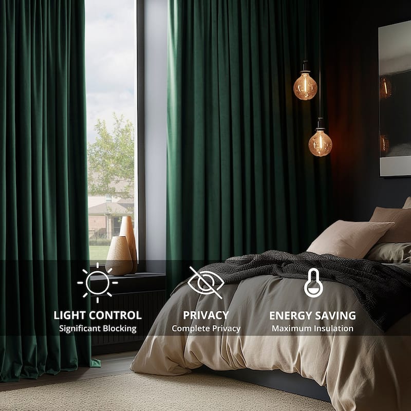 Exclusive Fabrics Signature Velvet Thermal Lined With 100% 4 Pass Blackout Curtains. (1 Panel)
