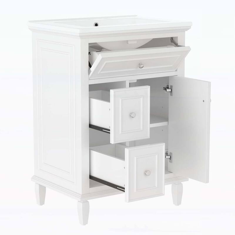 Bathroom Vanity Cabinet with One Flip Drawer and Two Drawers,with Sink
