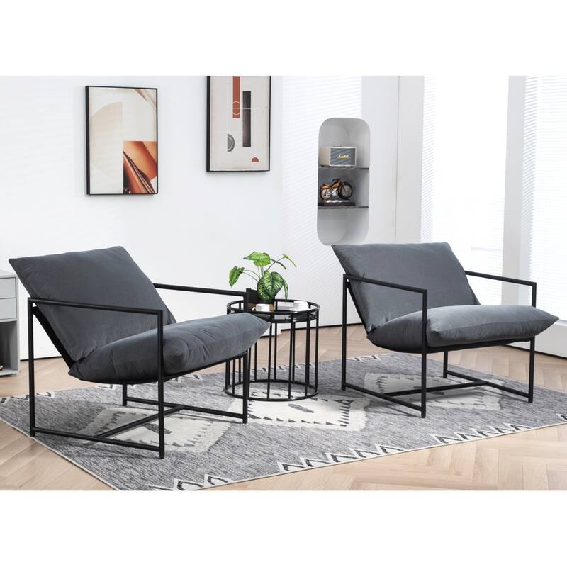 Modern Textured Velvet Sling Accent Chair