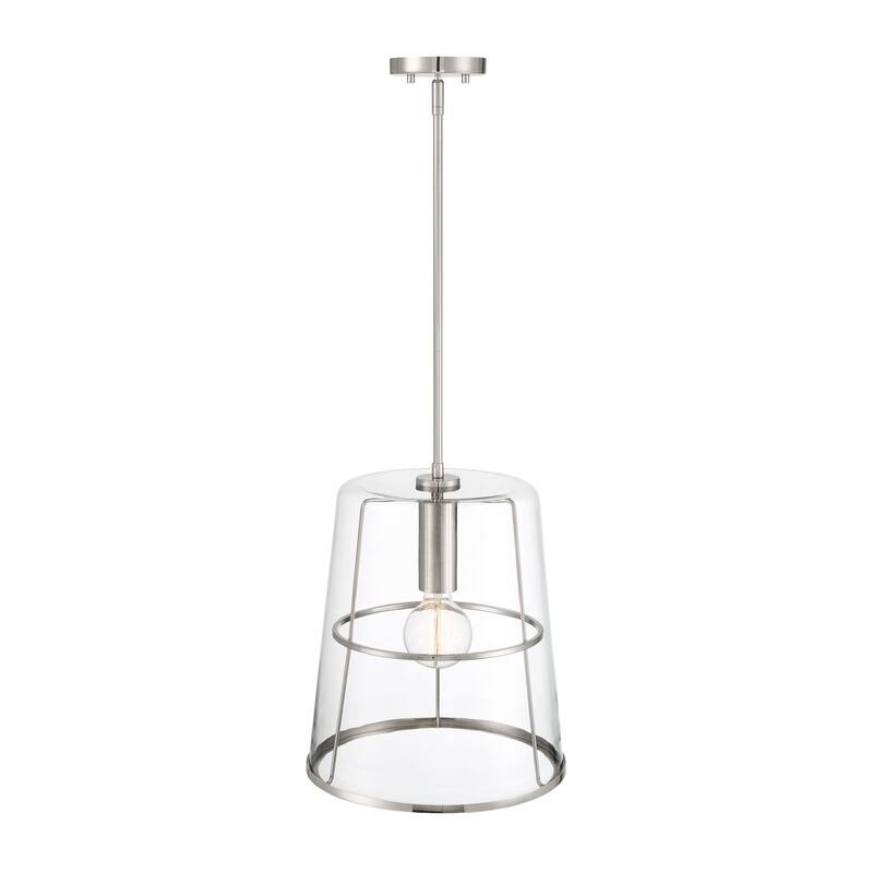Alonzo 14 in. 1-Light Polished Nickel Transitional Pendant Light