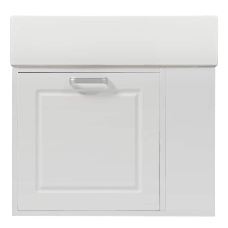 21.8" Floating Bathroom Vanity Cabinet with Ceramic Sink & Toilet Paper Holder for Small Space
