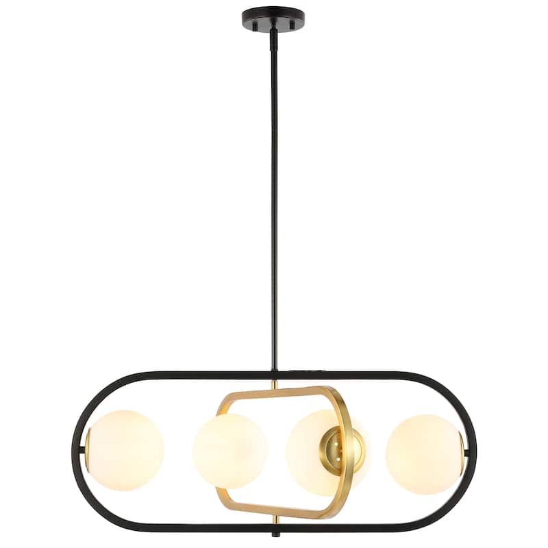 SAFAVIEH Lighting Enkeleda 4 Light 27" Pendant - 30" x 27" x 21-51" - withD/H - Black/Brass Gold - 30Wx27Dx51H