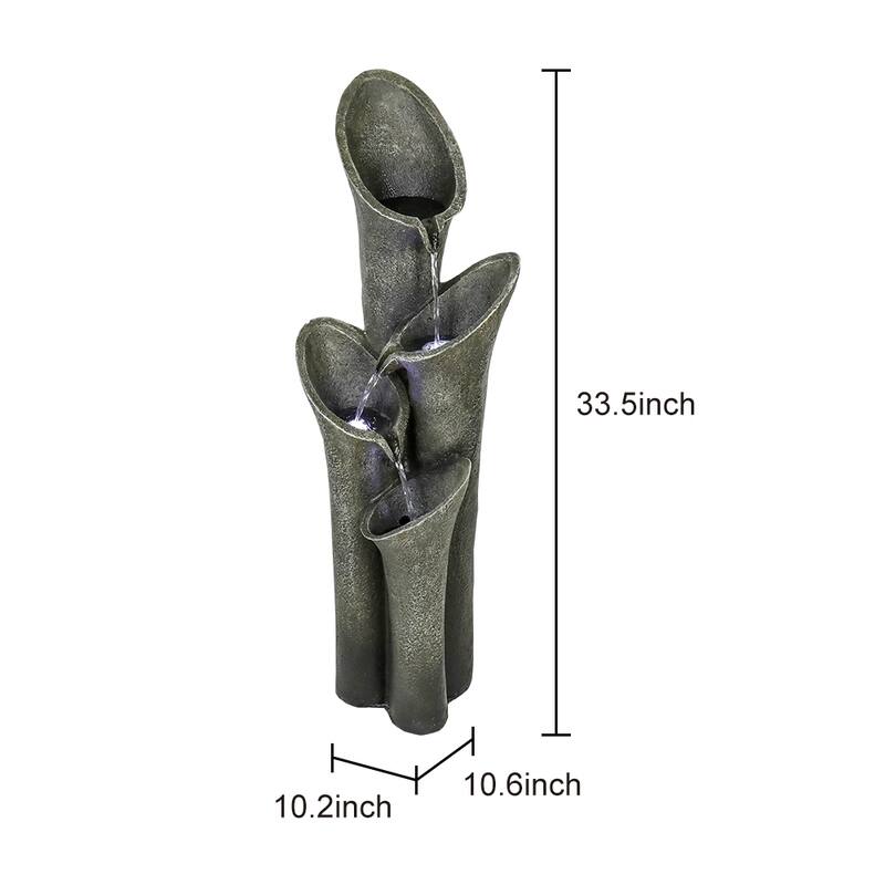 Modern Outdoor Floor Rock Water Fountain 33.5" H with LED