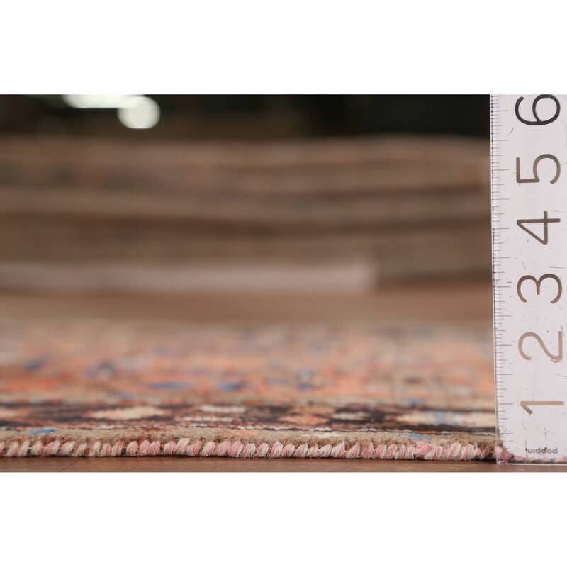 Hand Knotted Oriental 100% Wool Carpet Traditional Geometric Oranges & Rust Hamedan Runner Rug - 9' 7'' X 3' 4''