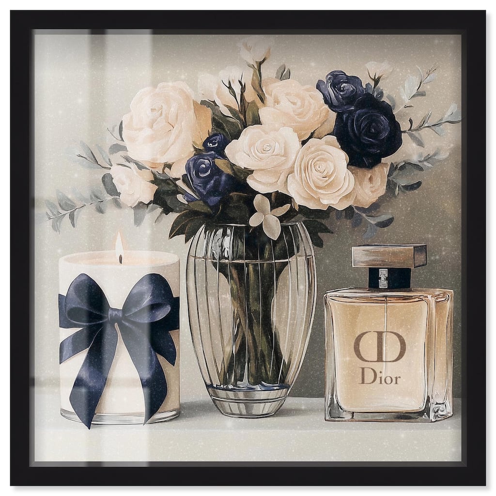 Ivory Perfume Flowers in Vase Shadowbox by Art Remedy