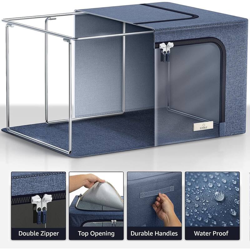 Foldable Storage Box Organizer - Blue Large