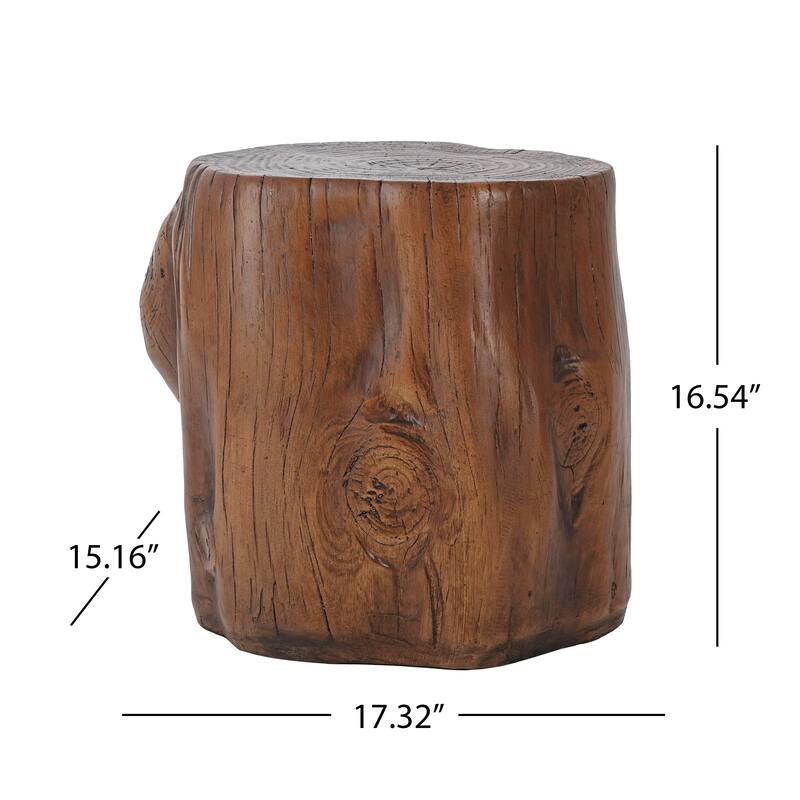 Christopher Knight Home - Terra Rustic Tree-Stump MGO Side Table in Dark Wood Grain - 17.32"W x 15.16"D x 16.54"H