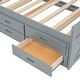 preview thumbnail 11 of 10, Twin Size Bed Frame, Storage Headboard, Outlets,Trundle,3 Drawers,Gray