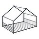 preview thumbnail 6 of 8, Black Full Size Semi-enclosed Metal Playhouse Bed with House Roof