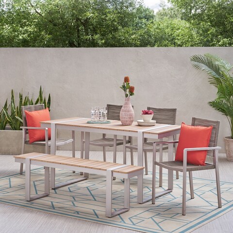 Quay Outdoor Aluminum Outdoor 6 Piece Dining Set by Christopher Knight Home