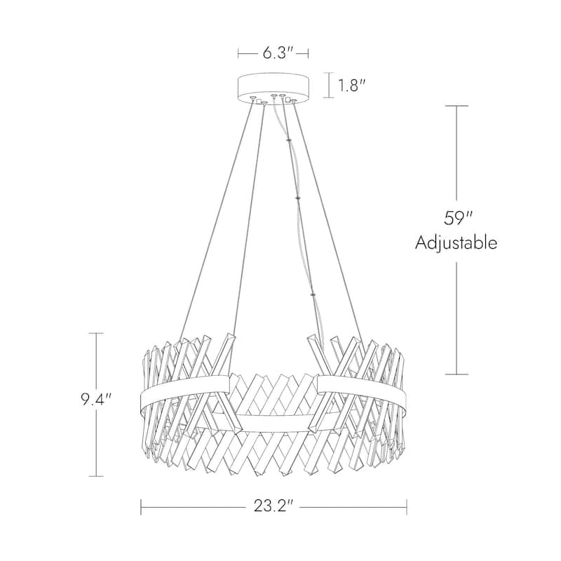 Modern 2-Light LED Crystal Gold Drum Chandelier for Dining Room - D23.2" x H9.4"