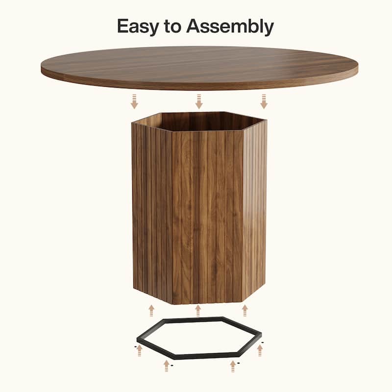 Oak Wood Round Dining Table, Kitchen Living Room Bistro Accent Table