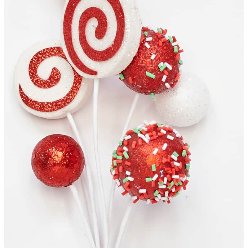 13" Christmas Peppermint and Candy Pick, Set of 6 - 13