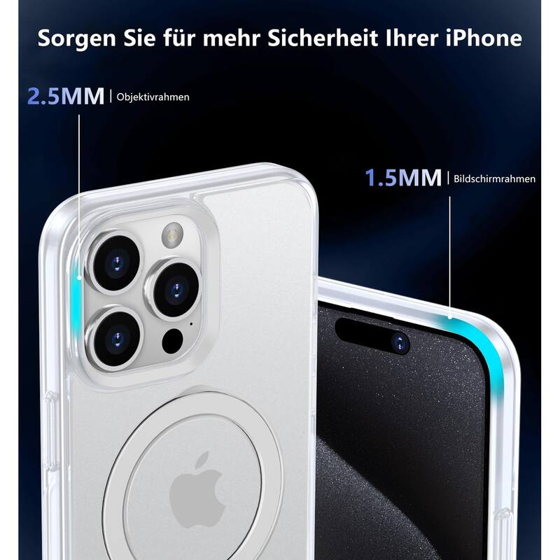 iPhone 15 Pro 360 Adjustable Stand with Camera Protection Compatible, Translucent Case Ring Magnetic Invisible Case Non-Slip