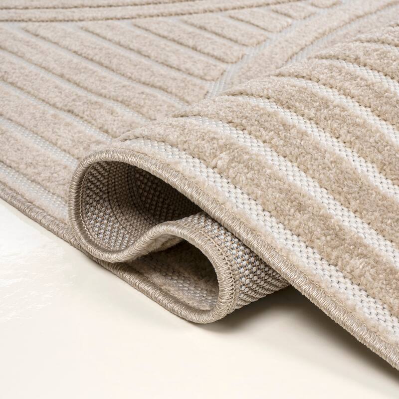 JONATHAN Y Peater High-Low MidCentury Modern Arch Stripe Two-Tone Indoor/Outdoor Rug