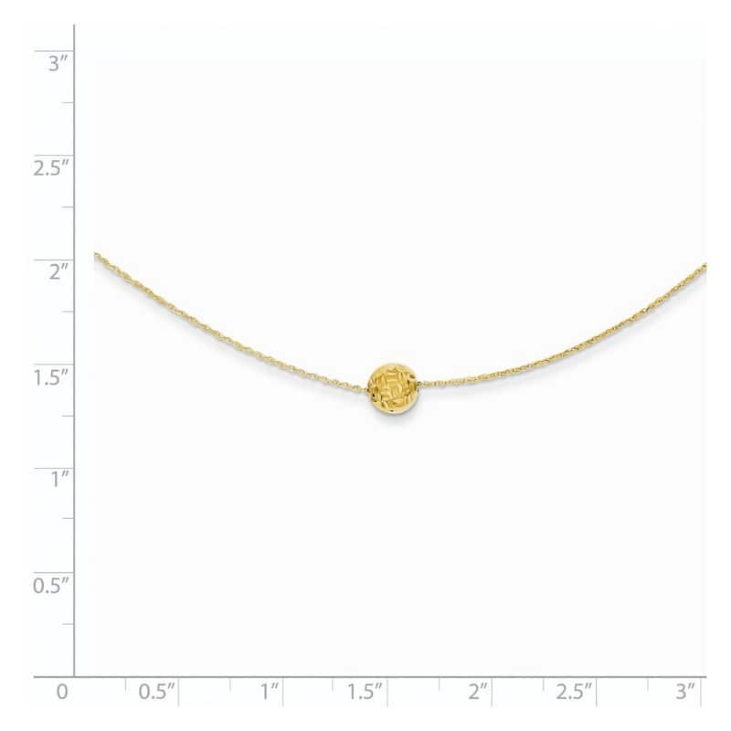 Curata 14k Yellow Gold Textured Polished Moveable Barrel Bead Necklace ,18"