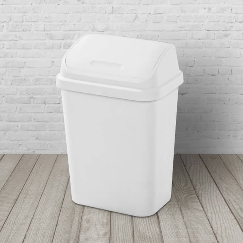 Sterilite 7.8 Gallon SwingTop Kitchen Wastebasket Trash Can, White (6 Pack)