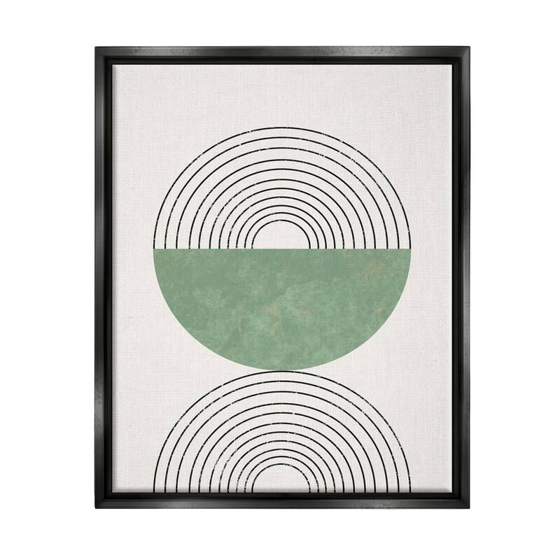 Stupell Abstract Geometric Circular Study Curved Art Deco Floater Frame - Beige - 24 x 30 - Black