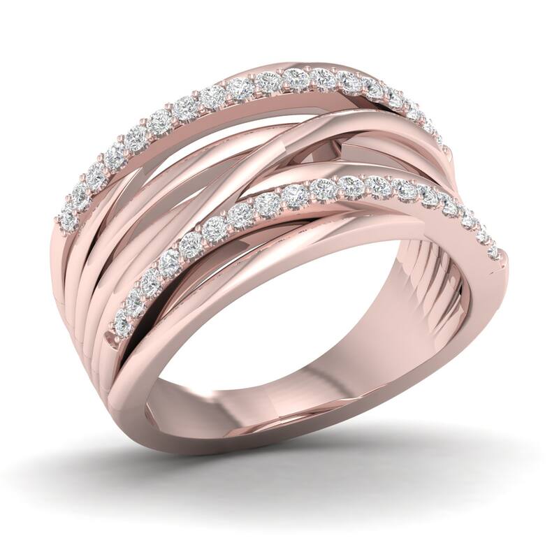 1/3ct TDW Diamond Crossover Ring in 10k Gold for Women