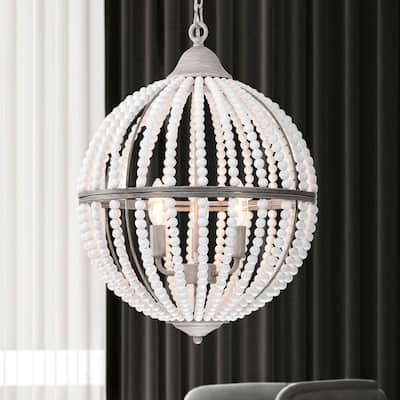 Auster 15 Inch Beads Bohemian Globe Pendant with 3 Light