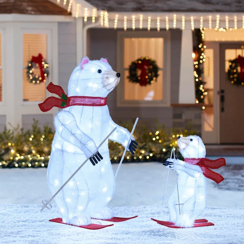Costway 2 Pcs Animated Skiing Polar Bears with Skiing Motion & 160 - as pic shows - See Details - as pic shows - See Details - overstock.com/bedbathandbeyond.com