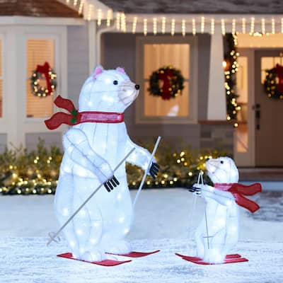Costway 2 Pcs Animated Skiing Polar Bears with Skiing Motion & 160 - as pic shows - See Details
