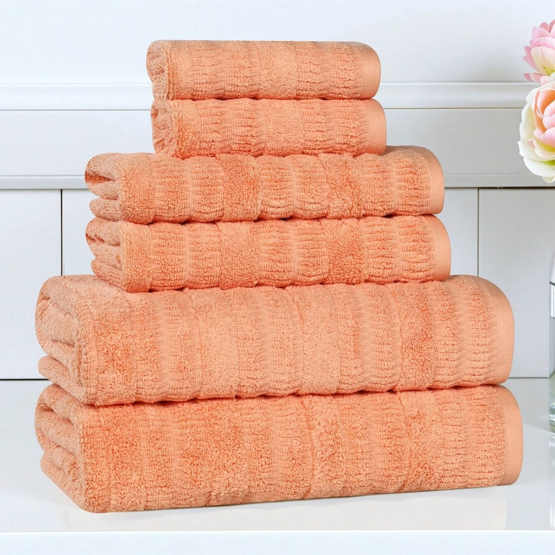 Superior Mika Smart Twist Viscose Cotton Blend 6 Piece Towel Set - Peach
