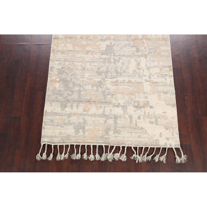 Abstract Modern Moroccan Oriental Area Rug Hand-knotted Wool Carpet - 5'3" x 7'5"