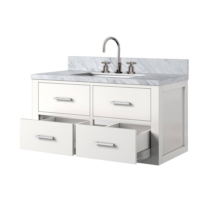 Castor Bath Vanity with Carrara Marble Top, Sink and Faucet