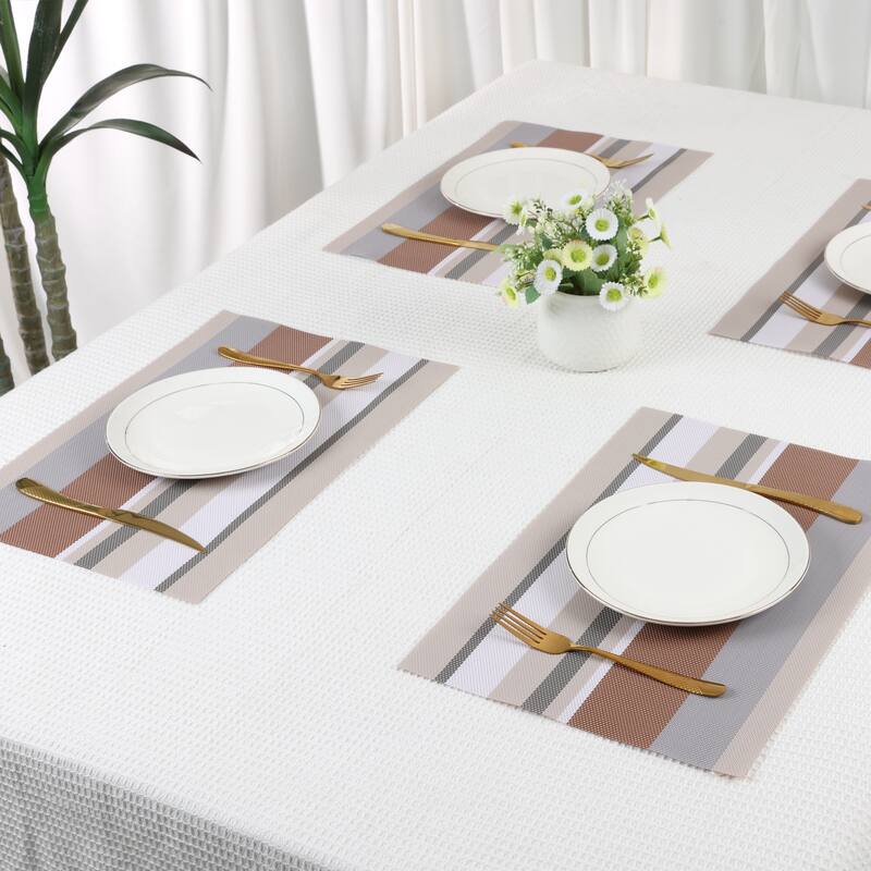 Morden Placemats Set of 6 PVC Placemats for Dining Table Decor Indoor Outdoor Kitchen Table Mat Wipe Clean - 18*12in