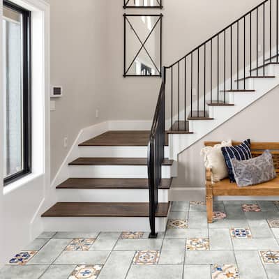 Merola Tile Toscana Spirale Pienza with Giotto Deco 15-7/8" x 23-3/4" Porcelain Floor and Wall Tile - Case (39 Tiles)