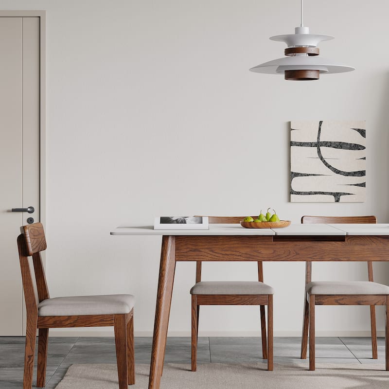 Christopher Knight Home - Harper Solid Oak Extendable Dining Table for 6-8 People, Space-Saving Design(Only table)
