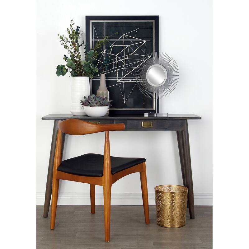 CosmoLiving by Cosmopolitan Gold Metal Small Waste Bin with Laser Carved Floral Design - 9 x 9 x 10 - Gold