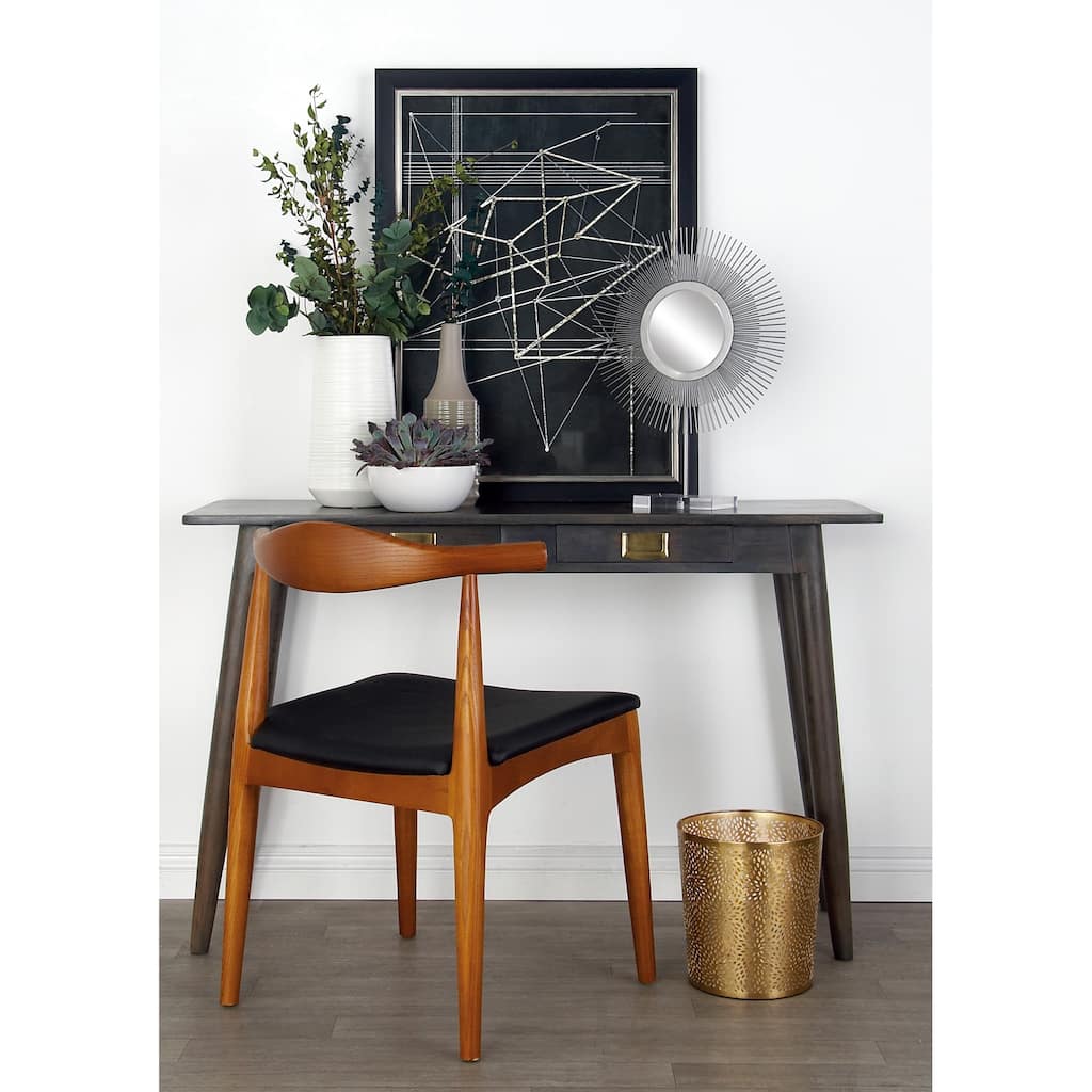 CosmoLiving by Cosmopolitan Gold Metal Small Waste Bin with Laser Carved Floral Design - 9 x 9 x 10