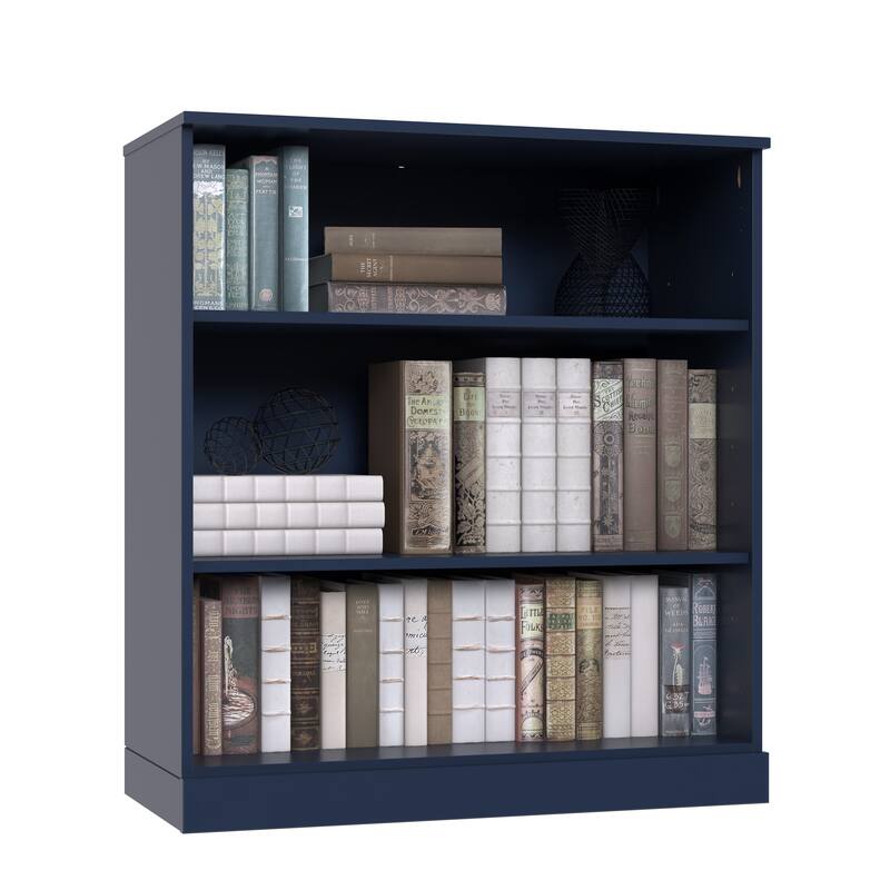 Palace Imports 100% Solid Wood 3-Shelf Bookcase, Adjustable Shelves, 32" Wide, 35.75" Tall
