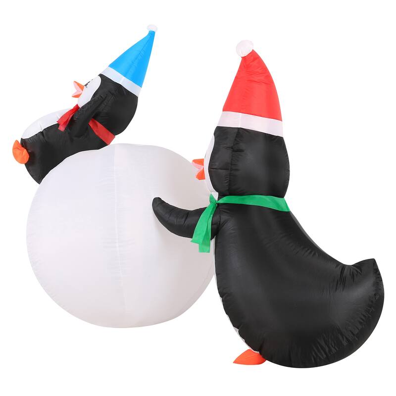 Occasions 6 ft. Inflatable Penguins With Swirling Lights Snowball, Tall, Multicolored