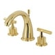 preview thumbnail 28 of 35, Kingston Brass Convergent Two-Handle 3-Hole Deck Mount Widespread Bathroom Faucet with Knurled Handle and Brass Pop-Up Drain Polished Brass