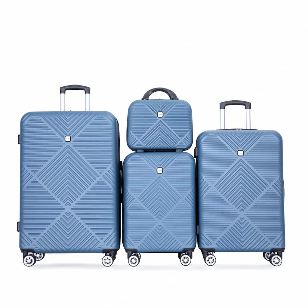 4-Piece, Luggage Sets, Lightweight Luggage with 360° Airplane Wheels and Adjustable Handle, for Boarding Travel, Blue