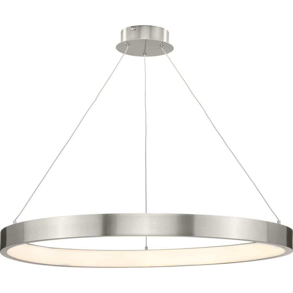 Inverse LED Collection Modern Brushed Nickel Pendant - 30 in x 30 in x 2.4 in