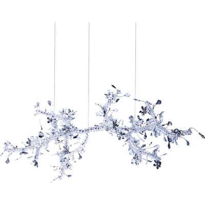 28-Light Chrome Chandelier With Smoke And Clear Crystals