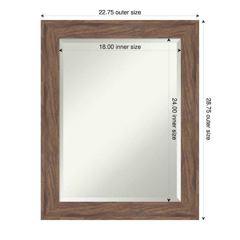 Pia Medium Brown Beveled Framed Wall Mirror - Pia Medium Brown - 23 x 29 in