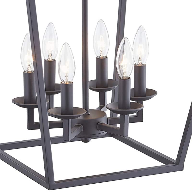 6 - Matte Black/ Gold Light Pendant - 16"x16"x24"