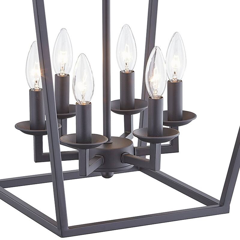 6 Matte Black Light Pendant - 16"x16"x24"
