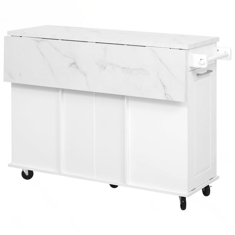 Kitchen Island with Storage Tilt Trash Can Cabinet and Pull Out Cabinet Organizer