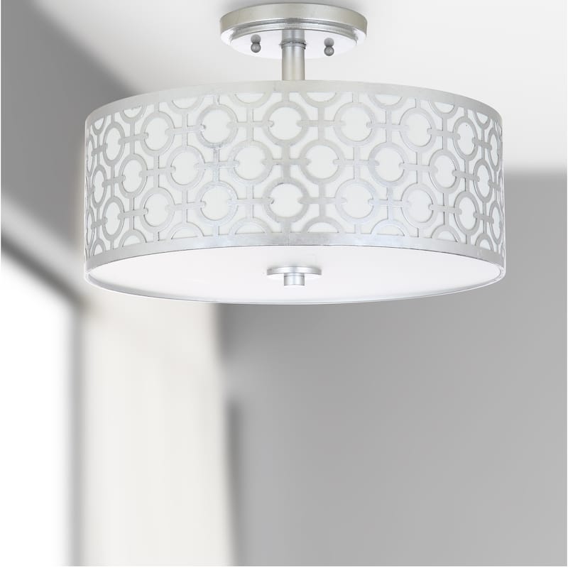 SAFAVIEH Lighting Ziver 15.5-inch 3-Light Flush Mount - 15.5" x 15.5" x 10.5" - 16Wx16Dx11H - Silver